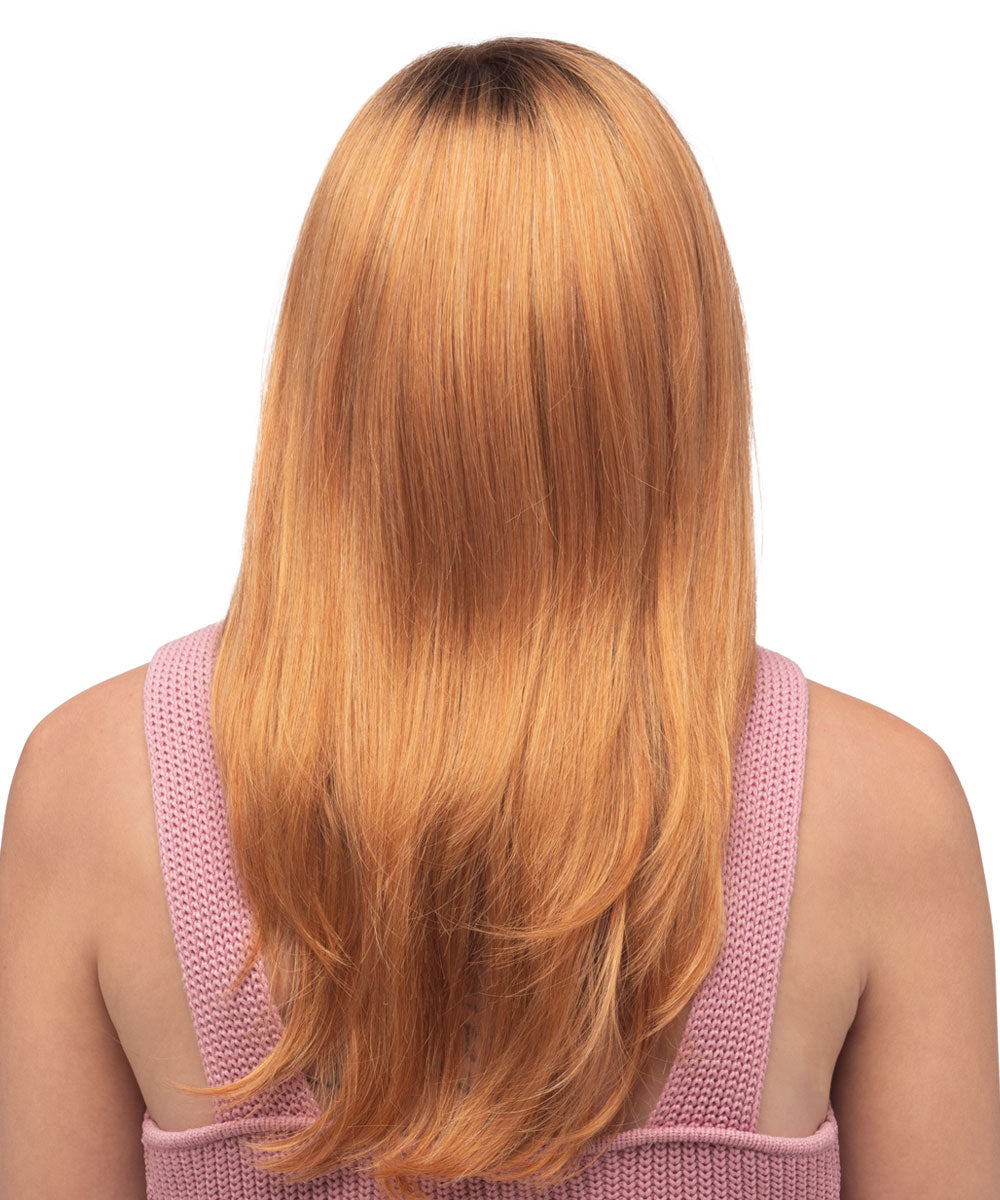 Monofilament with Lace Front Synthetic Wig Locklan by Estetica Designs shown in Mandarin Rooted