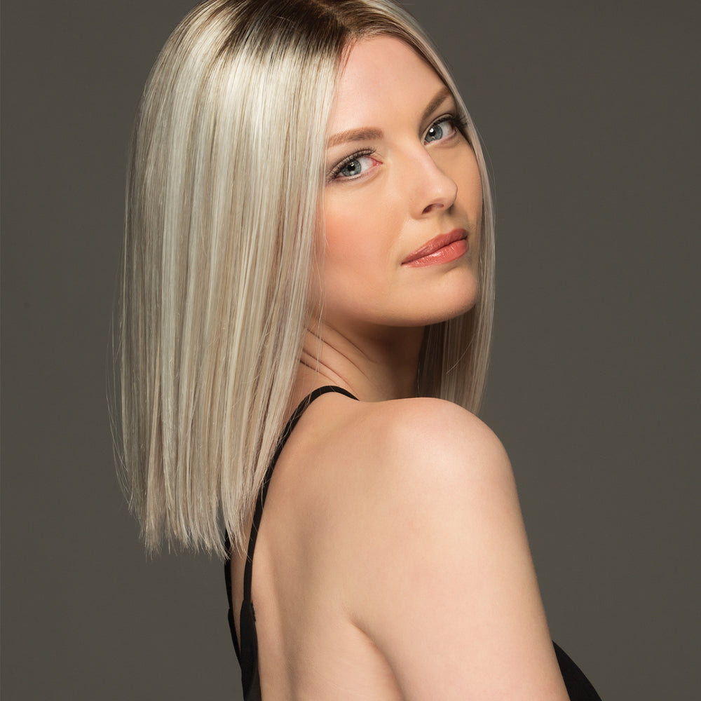 Monofilament with Lace Front Synthetic Wig Sutton by Estetica Designs shown in Silversun Rooted