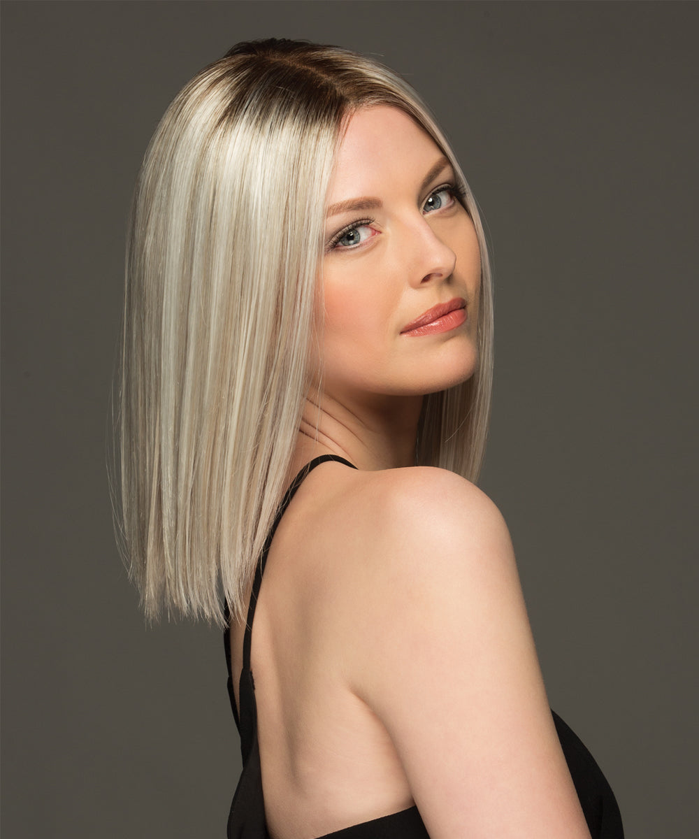 Monofilament with Lace Front Synthetic Wig Sutton by Estetica Designs shown in Silversun Rooted