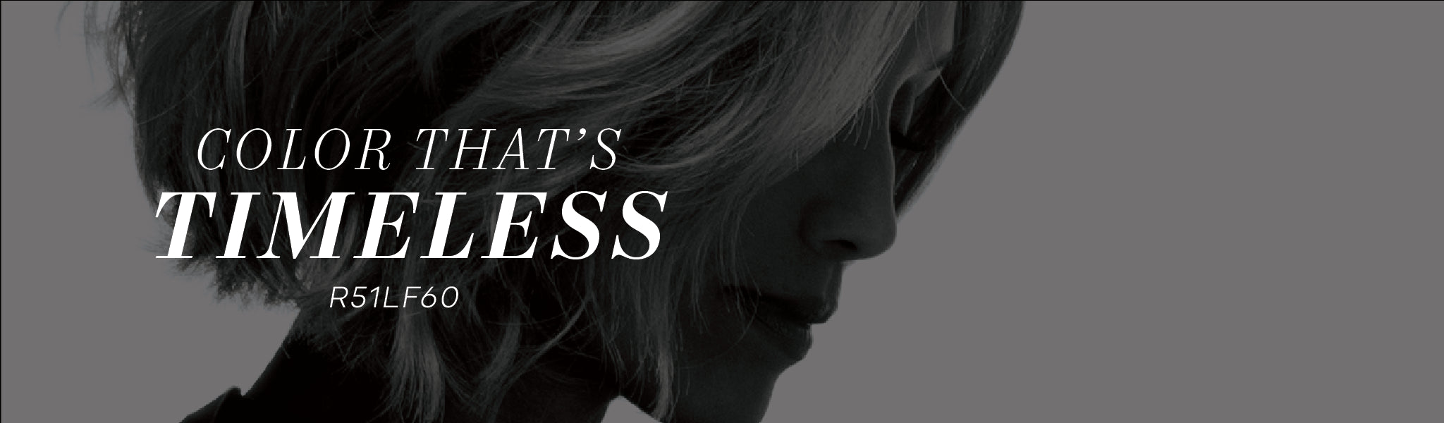 Person with blurred face and text 'Color That's Timeless' on a dark background