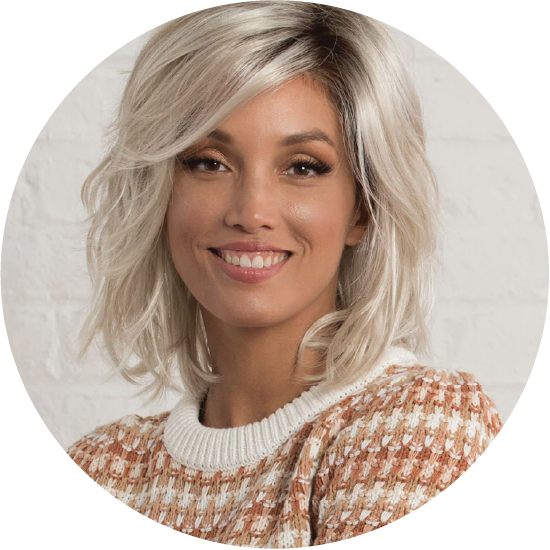 Front Lace Line Synthetic Wig Mellow  by Estetica Designs shown in Sunlit Blonde