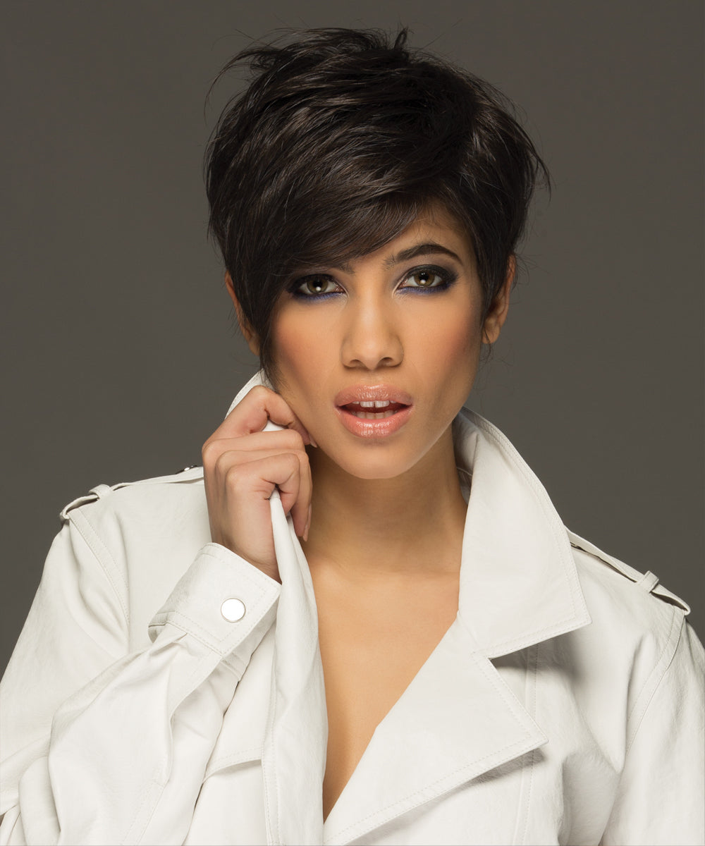 Front Lace Line with Lace Part Synthetic Wig Deena by Estetica Designs shown in Chocolate Smoke Smokehouse Color