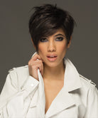 Front Lace Line with Lace Part Synthetic Wig Deena by Estetica Designs shown in Chocolate Smoke Smokehouse Color