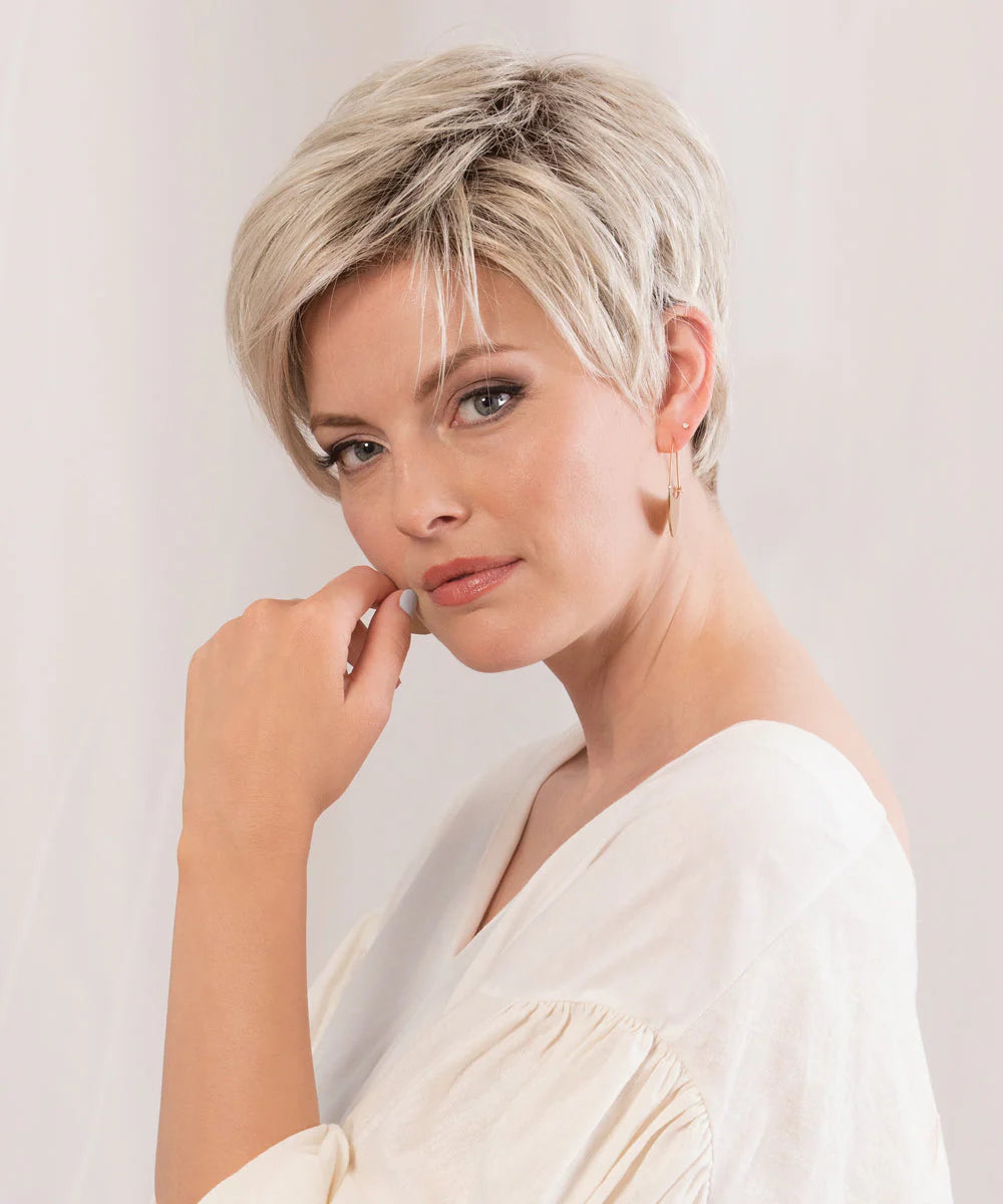 Front Lace Line with Lace Part Synthetic Wig Deena by Estetica Designs shown in Sunlit Blonde