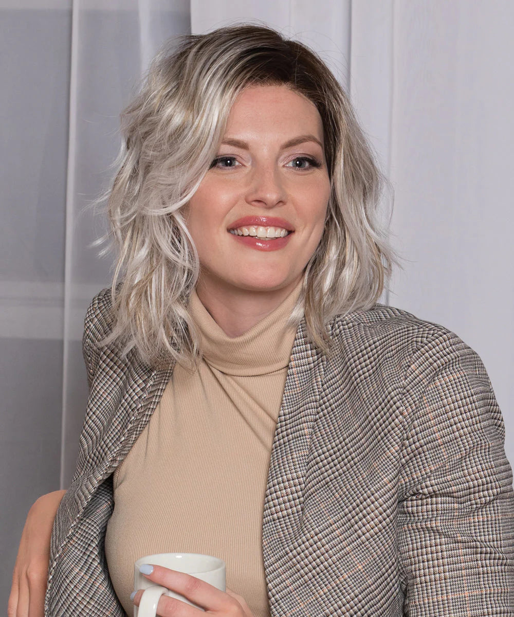 Front Lace Line Synthetic Wig Mellow by Estetica Designs shown in Vanilla Macchiato