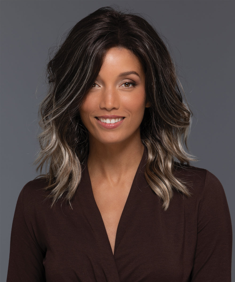 Front Lace Line with Lace Part Synthetic Wig Ocean by Estetica Designs shown in Americano