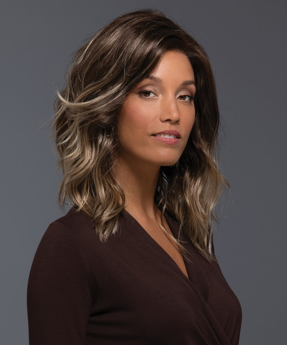 Front Lace Line with Lace Part Synthetic Wig Ocean by Estetica Designs shown in Iced Mocha