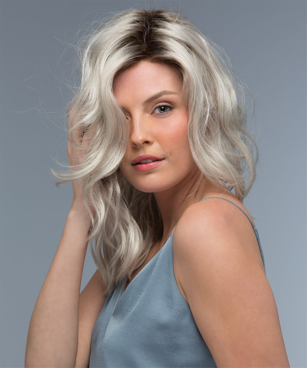 Front Lace Line with Lace Part Synthetic Wig Ocean by Estetica Designs shown in SILVERSUNRT8