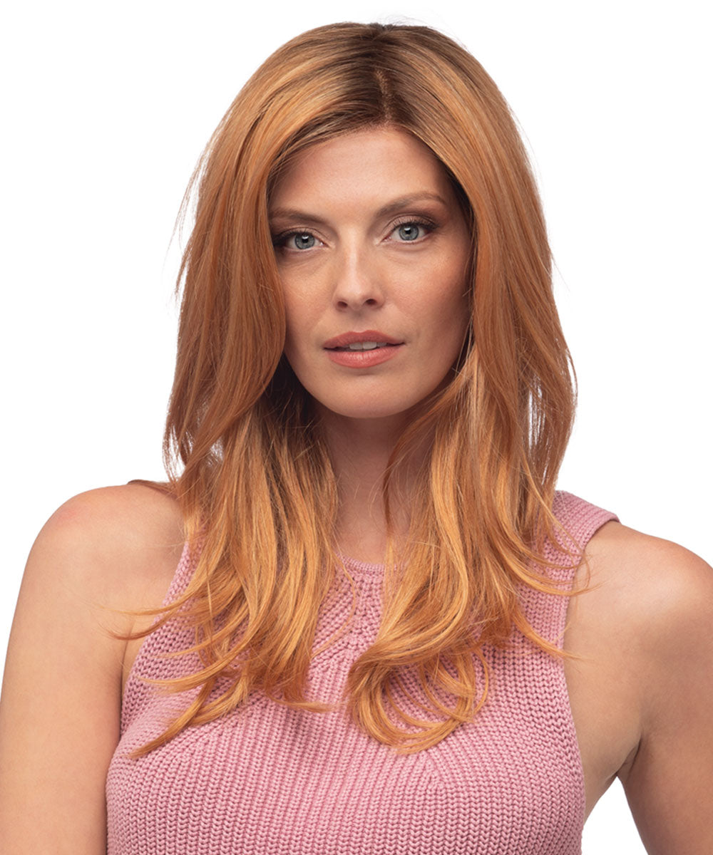 Monofilament with Lace Front Synthetic Wig Locklan by Estetica Designs shown in Mandarin Rooted