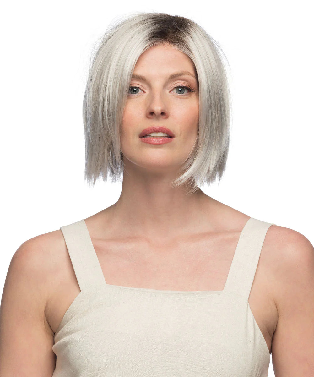 Swiss Lace+ Synthetic Wig Lumi by Estetica Designs shown in Silversun Rooted