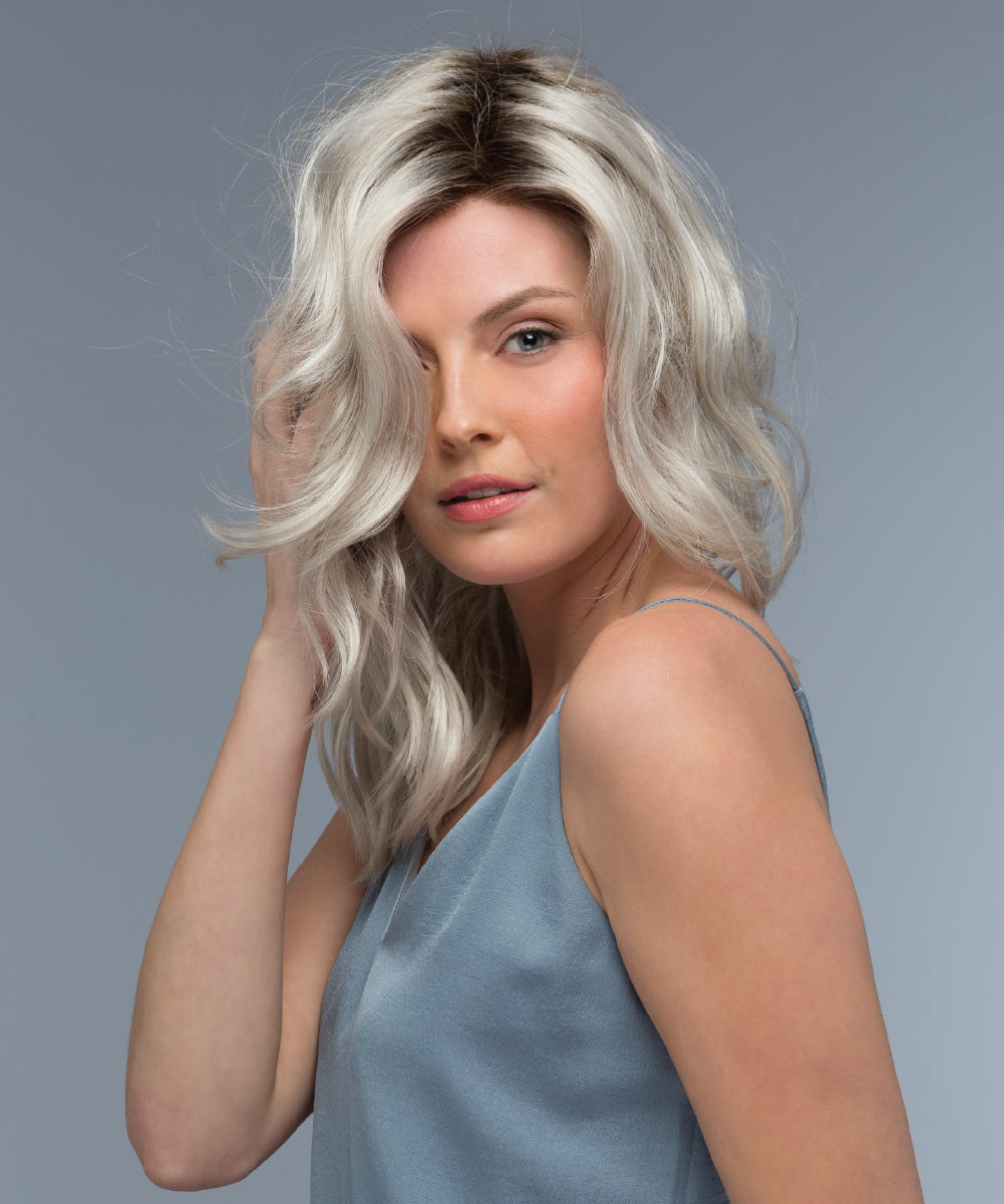 Front Lace Line with Lace Part Synthetic Wig Ocean by Estetica Designs shown in SILVERSUNRT8