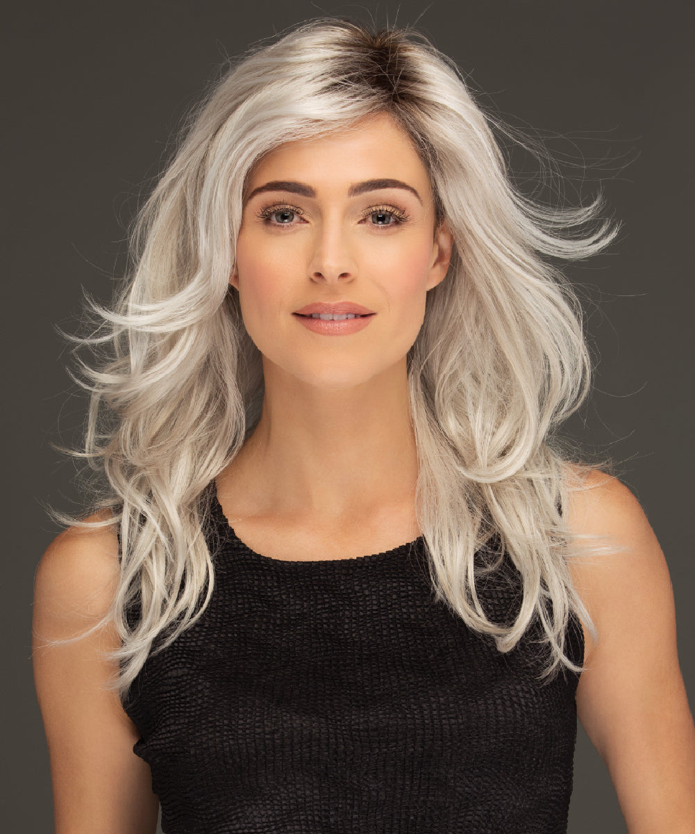 Front Lace Line Synthetic Wig Orchid by Estetica Designs shown in Silversun Rooted